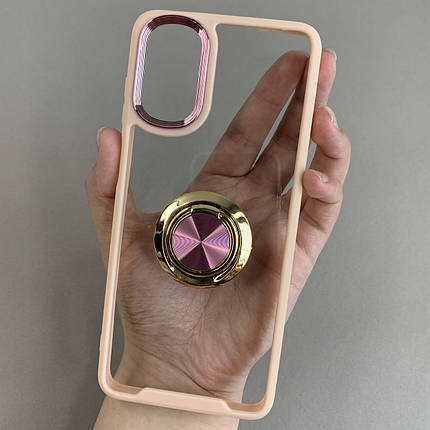 Чохол для Motorola G22 чохол із золотим кільцем тримачем на телефон моторола г22 бежевий q08h, фото 1