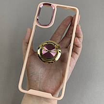 Чохол для Motorola G22 чохол із золотим кільцем тримачем на телефон моторола г22 бежевий q08h, фото 5