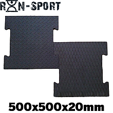 Гумове покриття для тренажерного залу модульне гумові плитки RN Sport "Ластівчин хвіст" 500x500x20 мм
