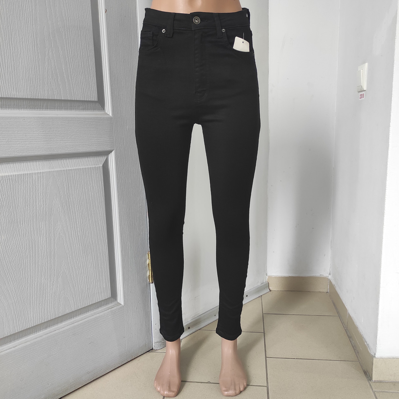 Джинси жіночі вузькі високі скіні американка 26 чорні, фото 1