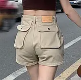 Джинсові шорти короткі з накладними кишенями жіночі, фото 4