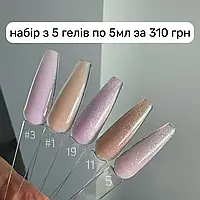 Набор из 5 блестящих гелей на разлив по 5 мл