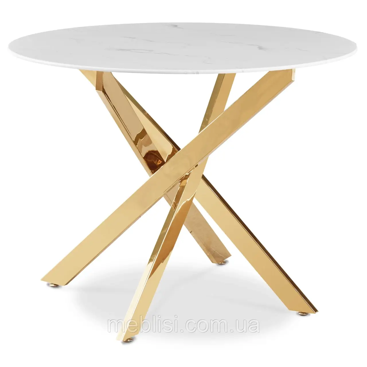 Стіл круглий обідній BALI 100 cm Білий мармор/золотий (MEBEL ELIT) ME.BALI/BM/ZL/S