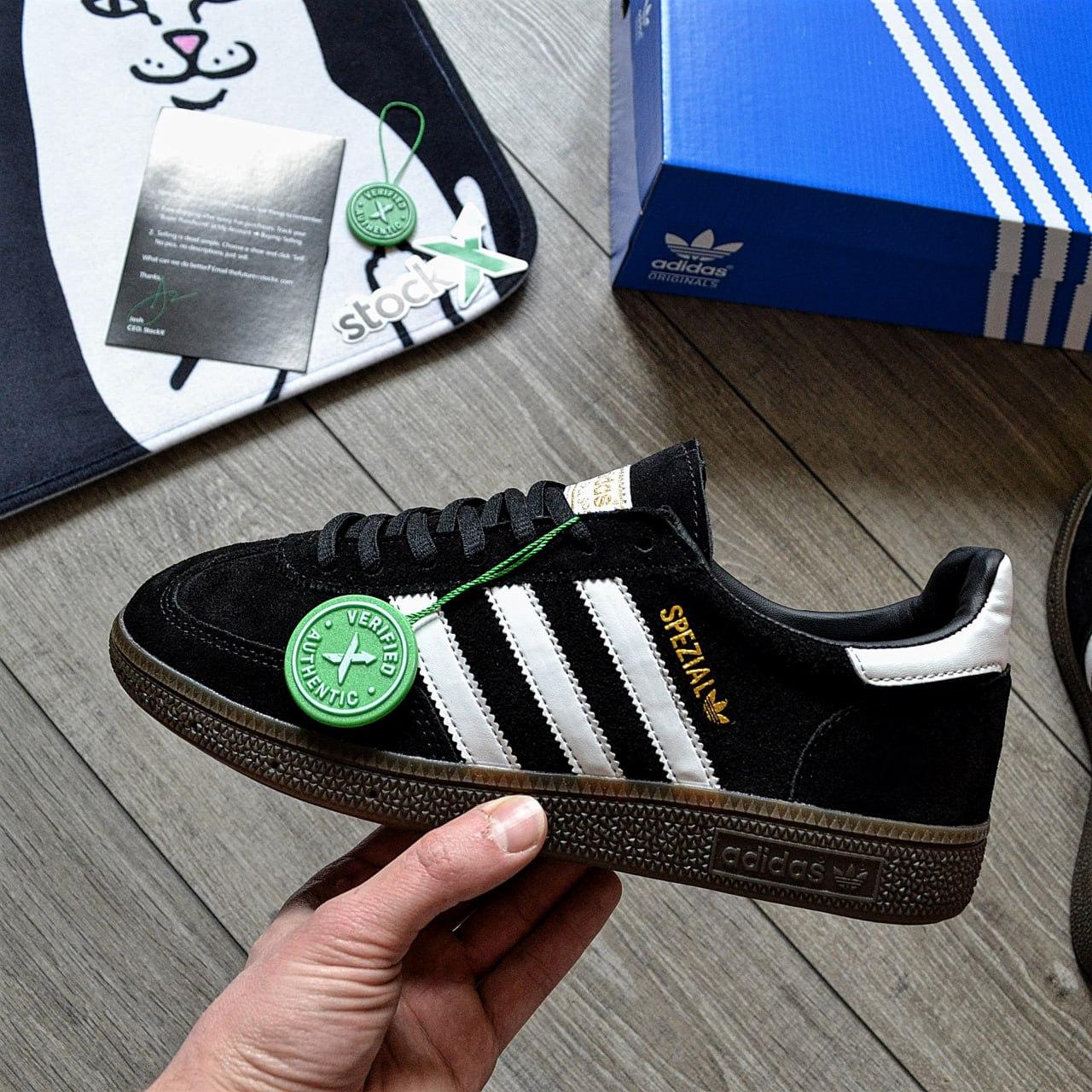 Чоловічі кросівки Adidas Handball Spezial Black Gum Чорні Кеди Адідас Гандбол замша текстиль кожа демісезон, фото 1