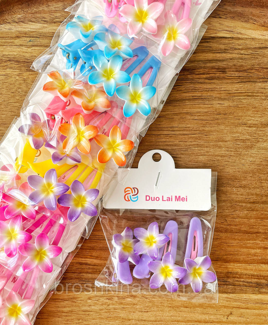 Заколки дитячі оптом 10 наборів по 4 заколки/уп КВІТКА, фото 1