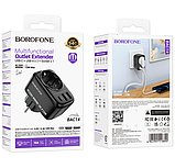 Адаптер мережевий Borofone BAC14 Wide 12 W, розетка, 2 USB, Type-C, чорний, фото 5