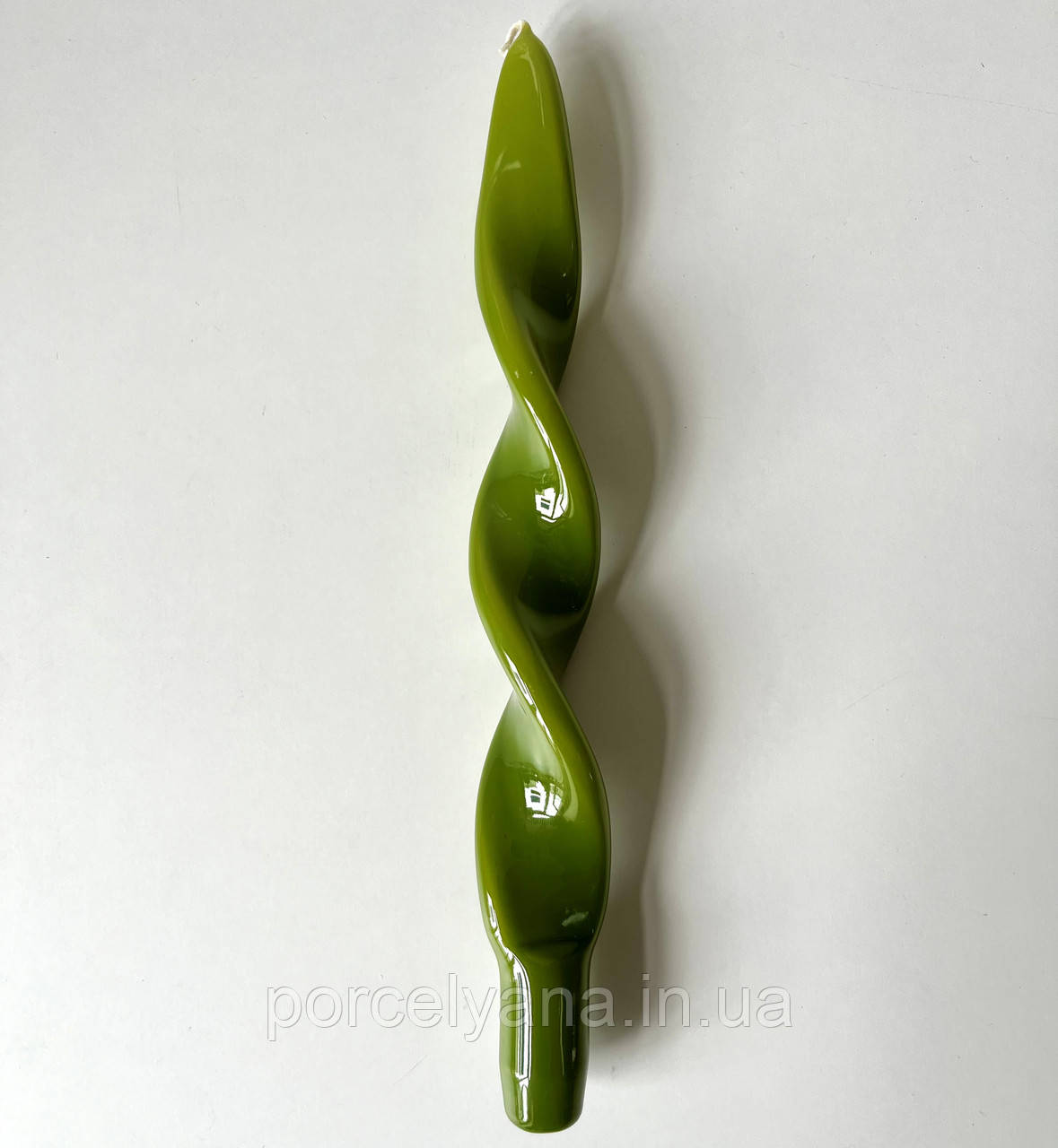 Свічка столова довга конусна Ribbon 27 см Adpal Оливкова, фото 1