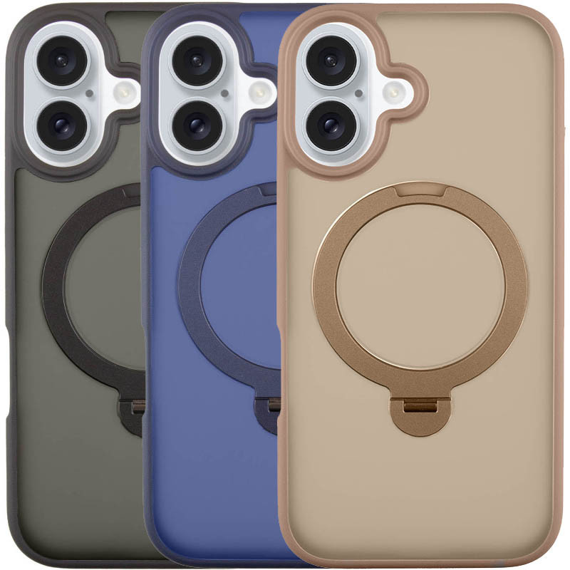 TPU+PC чохол Metal Buttons with MagSafe Colorful HQ Ring для Apple iPhone 16 (6.1")