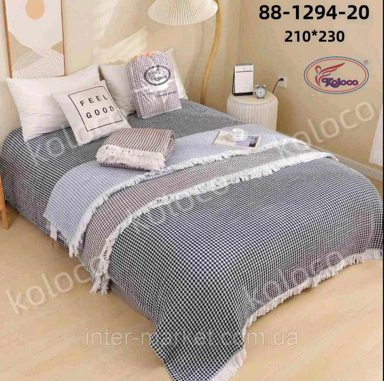 Муслінове покривало євророзмір 200х230см. Літня ковдра, Покривало плед муслін 4 шари, фото 1