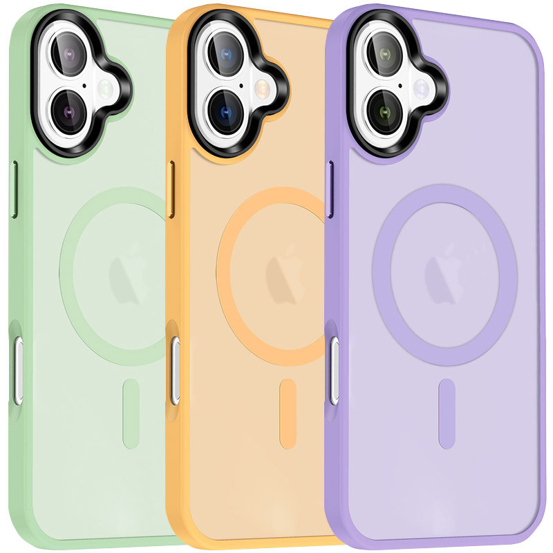 TPU+PC чохол Metal Buttons with MagSafe Colorful для Apple iPhone 16 Plus (6.7")