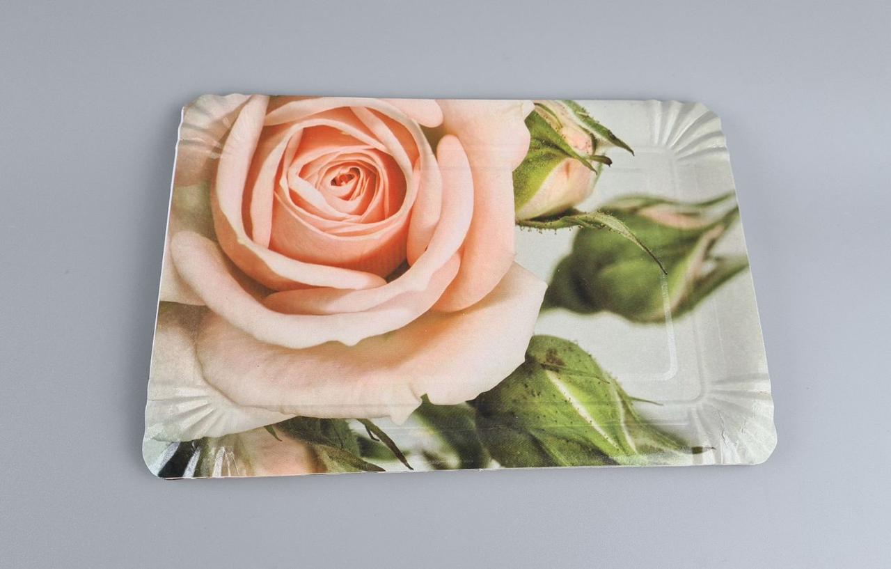 Тарілки святкові паперові 15* 22см №10 Чайна роза10шт (1 пач.), фото 1