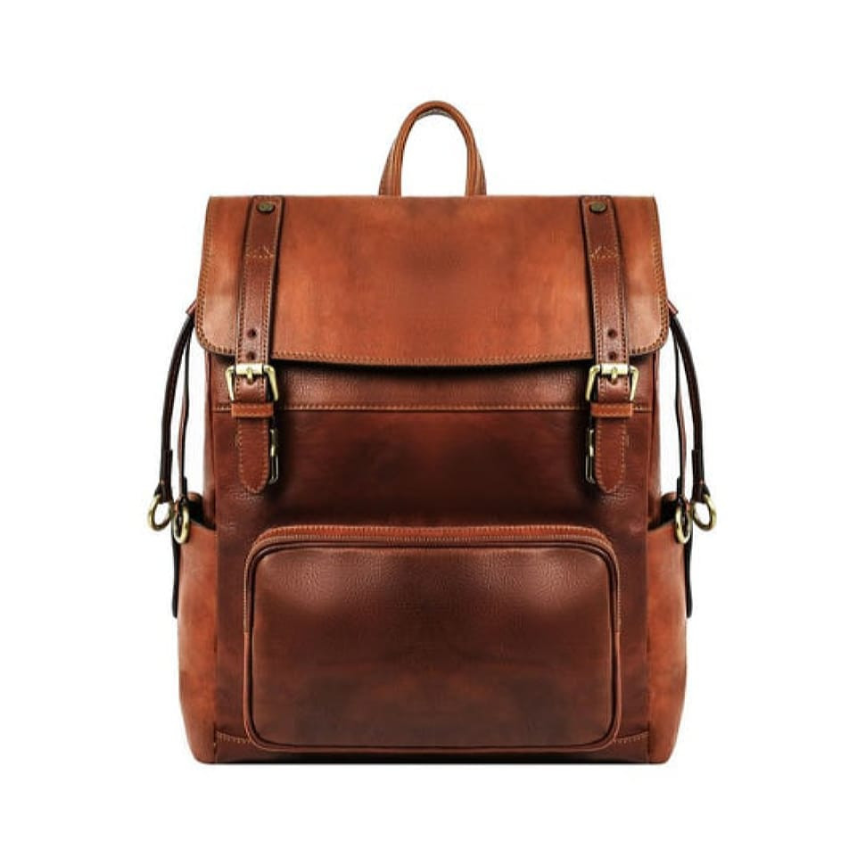 Шкіряний рюкзак — The Good Earth — Коньячно-коричневий матовий колір — Time Resistance 5232301