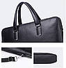 Шкіряна чоловіча ділова сумка-портфель портфель для ноутбука чорний Tiding Bag 64028, фото 9