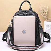 Жіночий шкіряний рюкзак міський. Модний рюкзак жіночий. Рюкзак з натуральної шкіри чорний 27735, фото 3