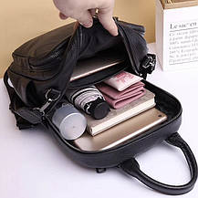 Жіночий шкіряний рюкзак міський. Модний рюкзак жіночий. Рюкзак з натуральної шкіри чорний 27735, фото 5