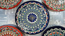 Узбецька порційна тарілка ручної роботи, виробництво Ріштан, d = 23 см