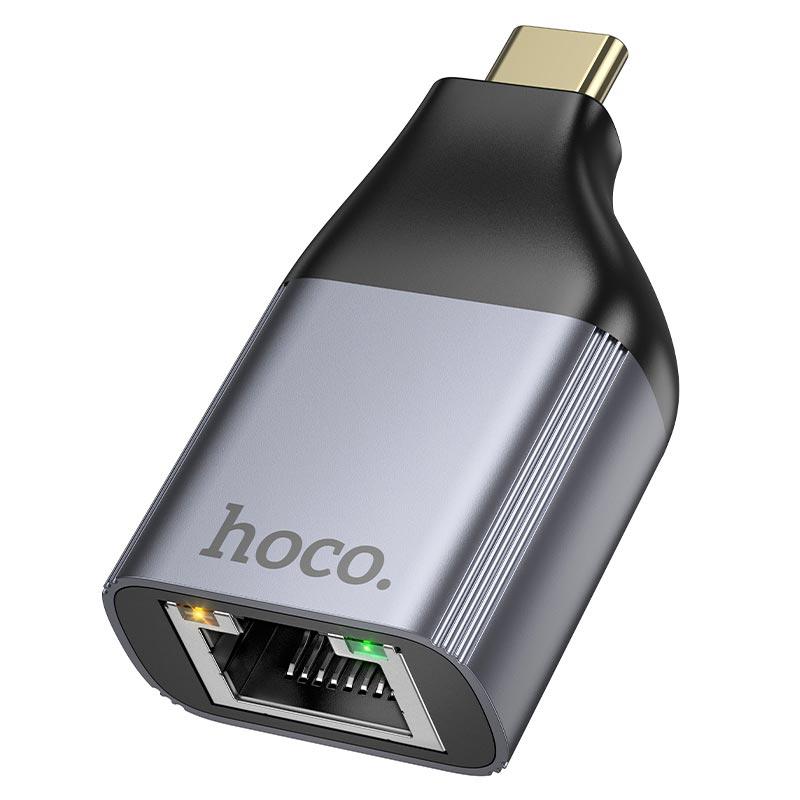 Перехідник OTG Hoco UA35 з Type-C на RJ45, сірий, фото 1