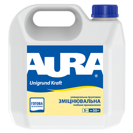 Грунтовка глибокопроникна універсальна AURA Unigrund Kraft, 5л, фото 1