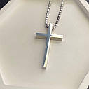 Чоловічий хрестик на ланцюжку колір срібло, нержавіюча медична сталь, фото 3