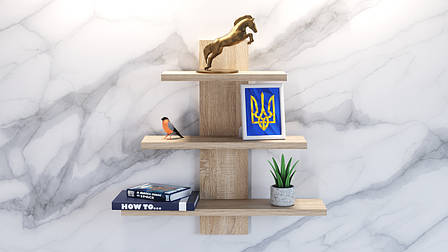 Полиця настінна для книг і речей із ДСП у спальню Полиця на стіну навісна книжкова ПН-1 Континент, фото 1