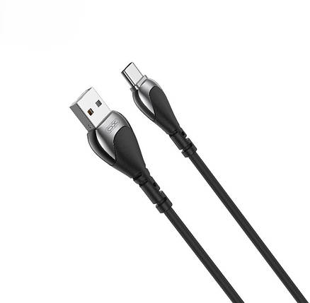 USB Cable XO Type-C (NB218) Zink Alloy/Anti-Breakage/2.4A/1m (чорний), фото 3