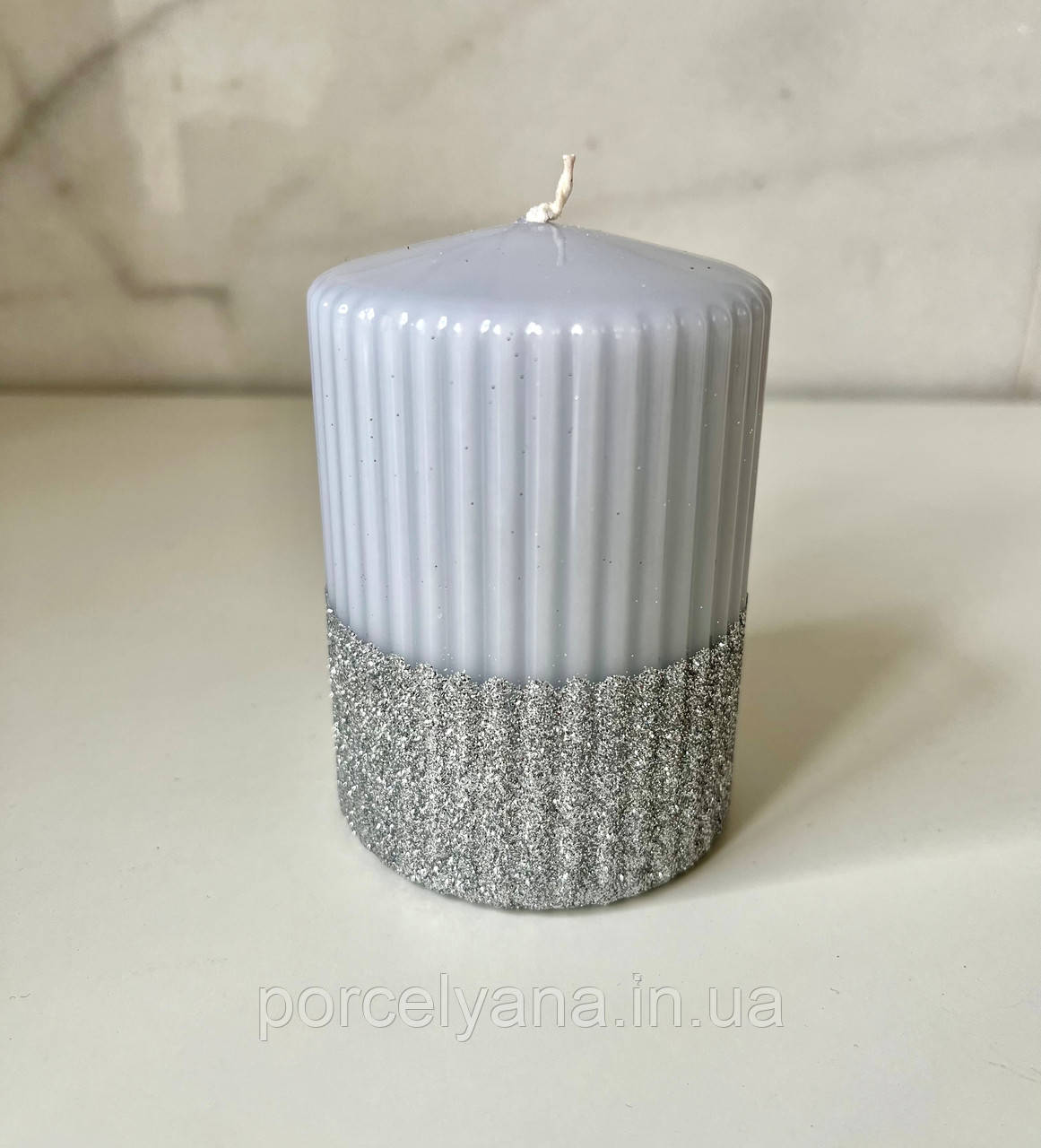 Свічка 10 х 7 cм циліндр сіра Rylen Adpal, фото 1