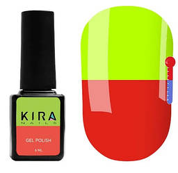 Гель-лак Kira Nails Termo №T07, 6 мл (цегляно-червоний, при нагріванні - кислотно-жовтий)