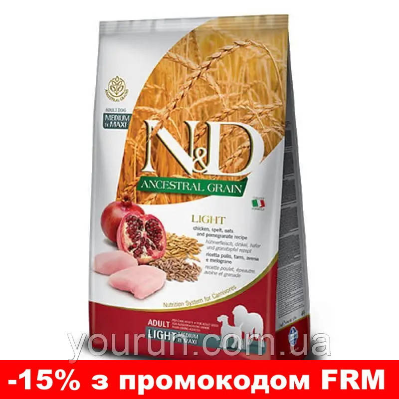 Farmina N&D Low Grain Dog Senior Medium & Maxi-з куркою і гранатом для собак середніх та великих порід старше 7 12.0