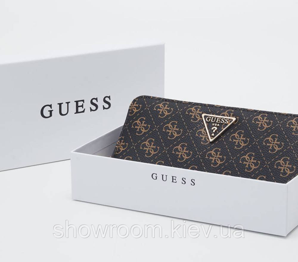 Брендовий зручний гаманець Guess (7596) коричневий, фото 1