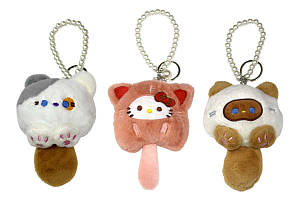 Брелок Котик хутровий з перлинами ООПТ мікс кольорів (12)