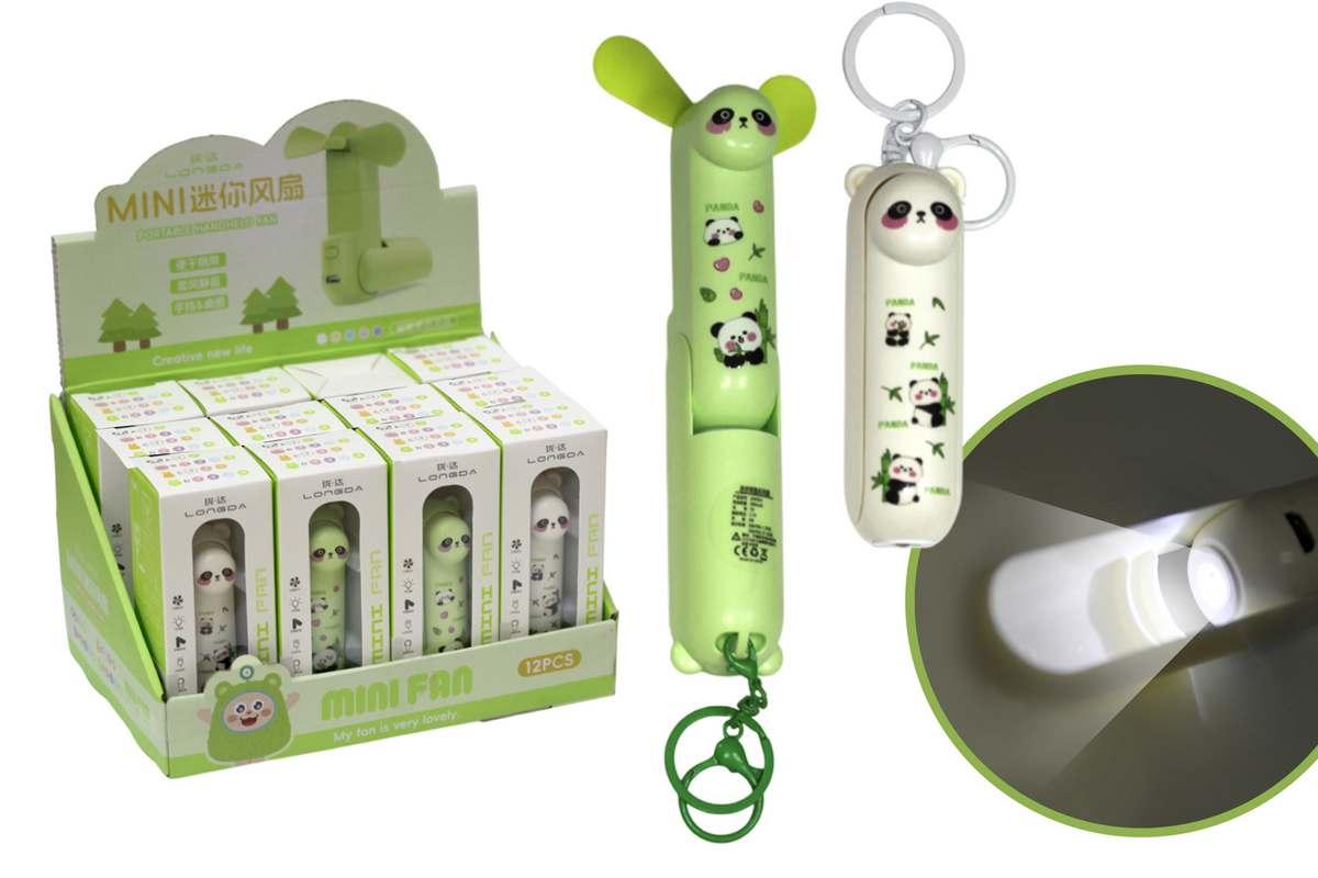 Брелок-вентилятор з ліхтариком Панда, 3 режима, кабель micro USB ООПТ (12)