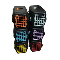 Переноска AnimAll для котів та собак до 6 кг, чорна з кольоровими дверцятами, 48.5х32.5х32.5 см