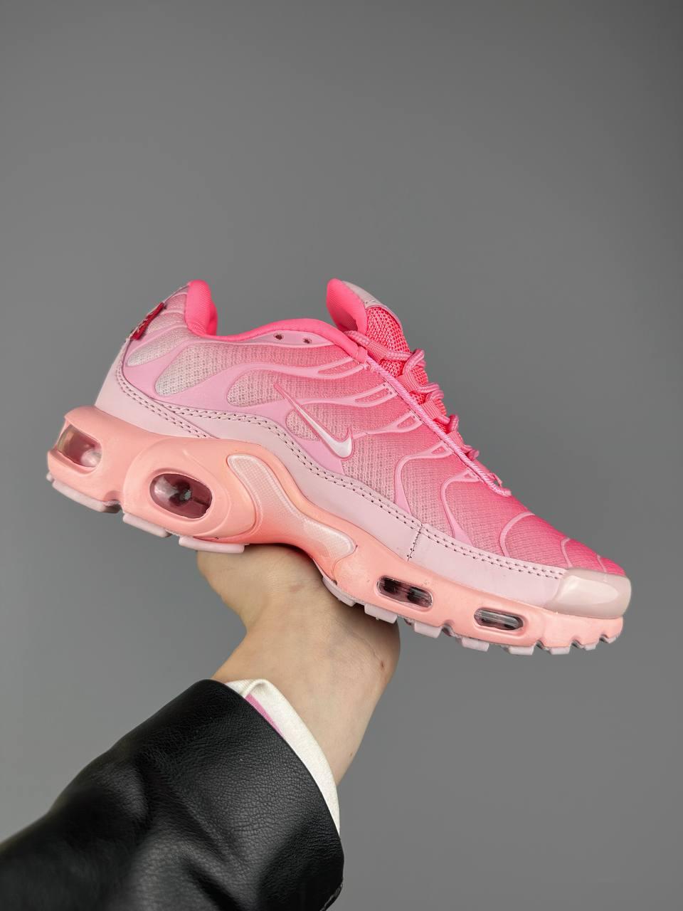 Жіночі кросівки Nike Air Max TN Plus Pink Взуття Найк Аір Макс ТН білі з рожевим текстиль демісезон