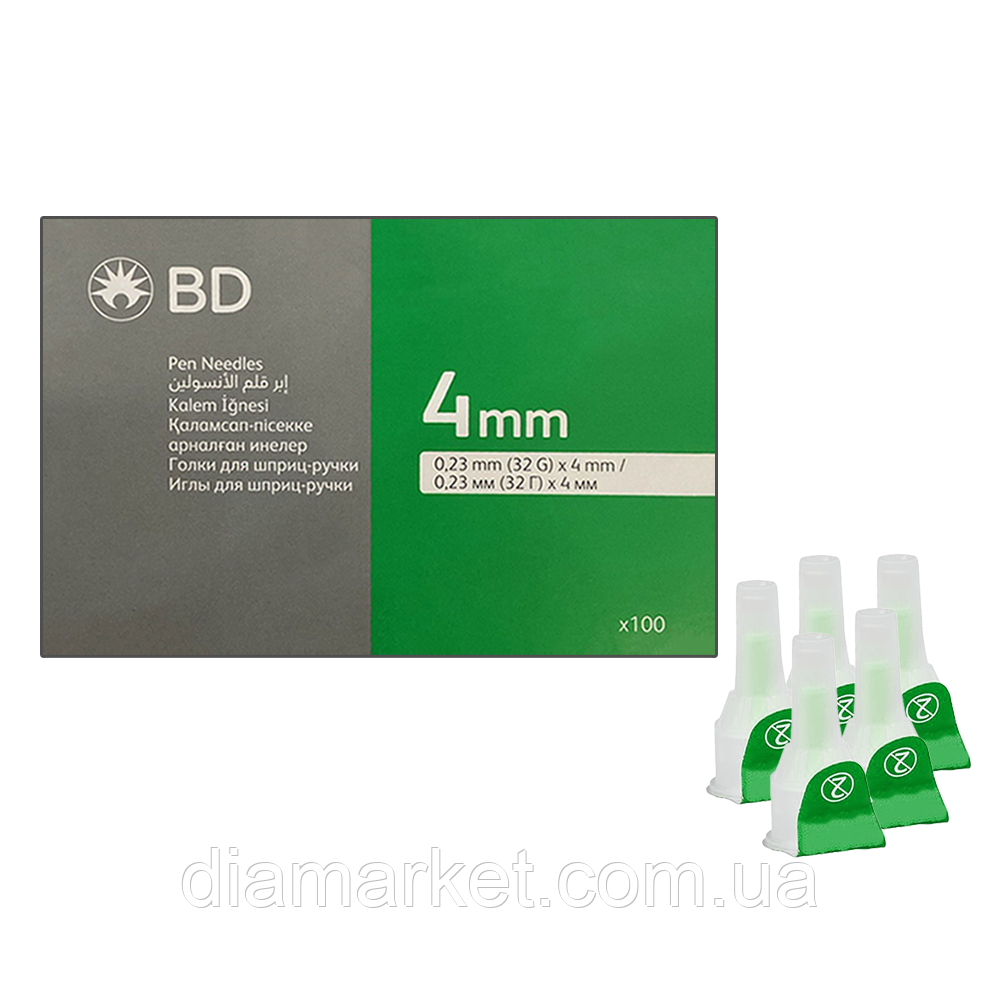 Голки для інсулінових шприців BD Micro-Fine Thin 4 мм (32G x 0,23 мм)/500 штук