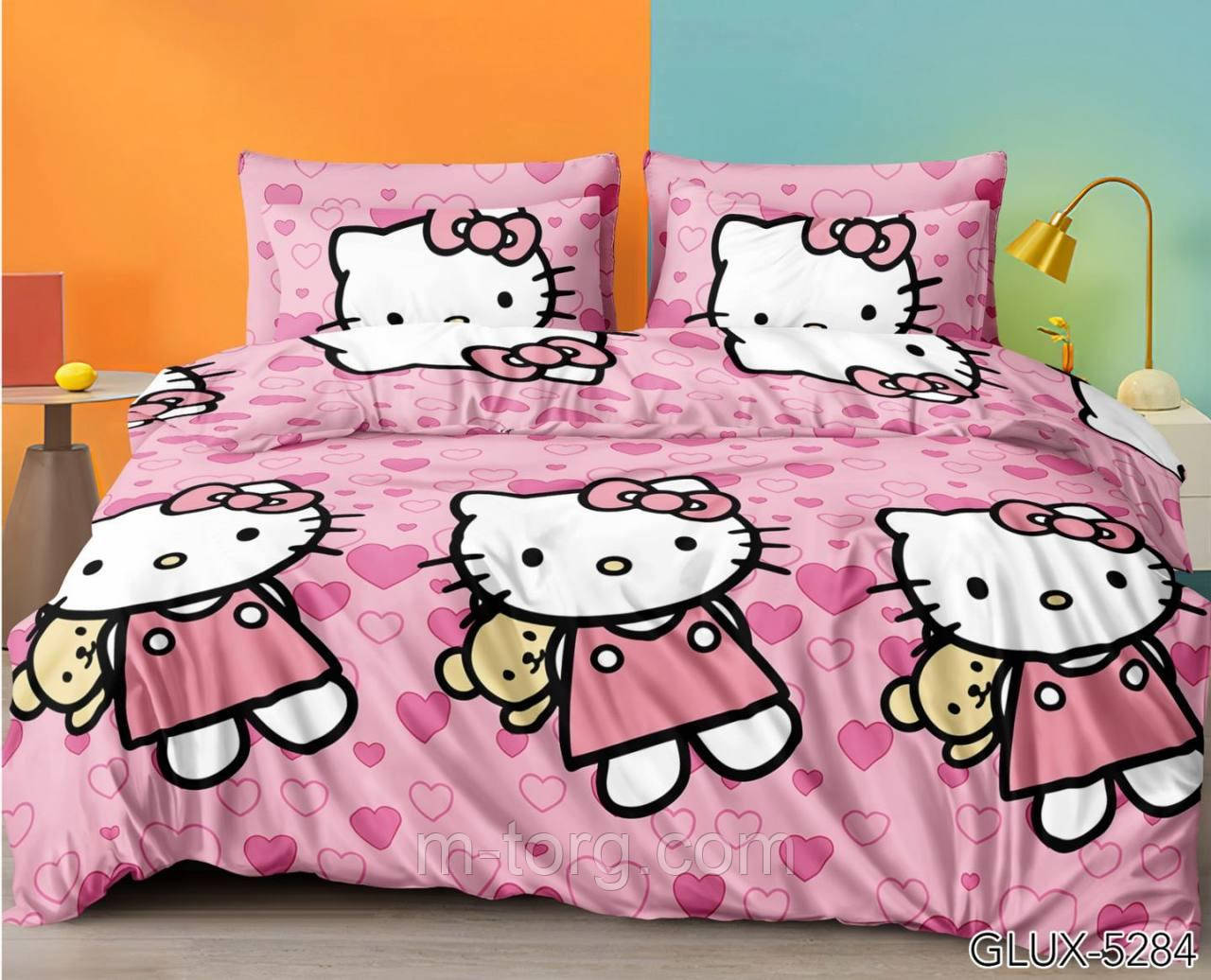 Полуторний комплект постільної білизни 145/210 з дитячим малюнком, одна нав-ка 70/70, тканина сатин