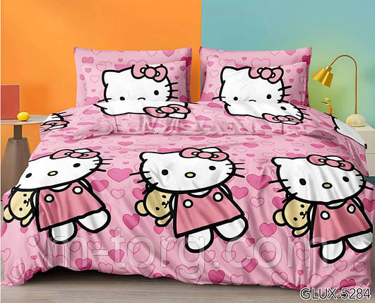 Полуторний комплект постільної білизни 145/210 з дитячим малюнком, одна нав-ка 70/70, тканина сатин, фото 1