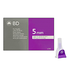 Голки для інсулінових шприців BD Micro-Fine Thin 5 мм (31G x 0,25 мм) 100 штук