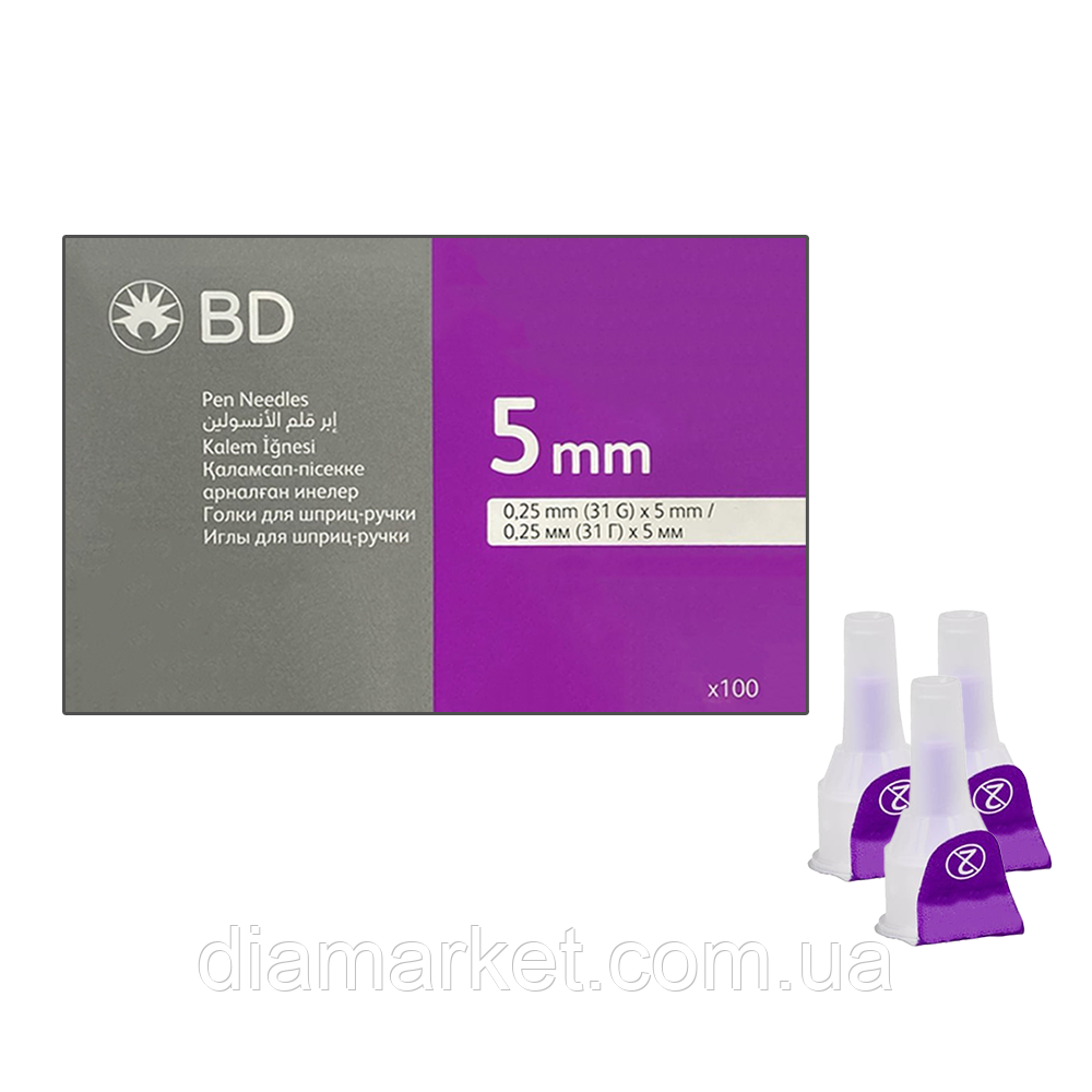 Голки для інсулінових шприців BD Micro-Fine Thin 5 мм (31G x 0,25 мм)/300 штук