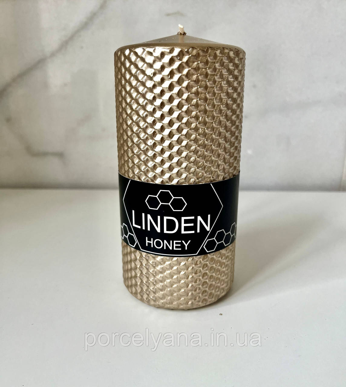 Свічка 15 х 7 cм циліндр золото LINDEN HONEY, фото 1