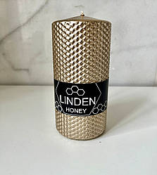 Свічка 15 х 7 cм циліндр золото LINDEN HONEY
