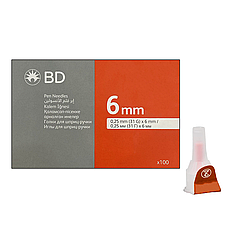 Голки для інсулінових шприців BD Micro-Fine Thin 6 мм (31G x 0,25 мм) 100 штук