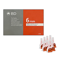 Голки для інсулінових шприців BD Micro-Fine Thin 6 мм (31G x 0,25 мм)/1000 штук