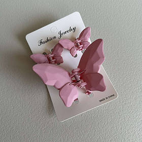 Набір крабиків для волосся "Метелик" 3 шт 39154 рожевий