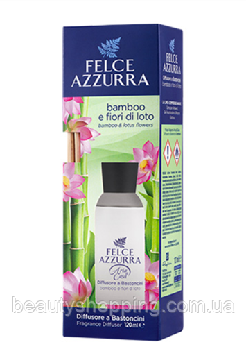 Аромадифузор з паличками аромат бамбуку та квітки лотоса Felce Azzurra Bamboo & Lotus Flower 120 мл Італія