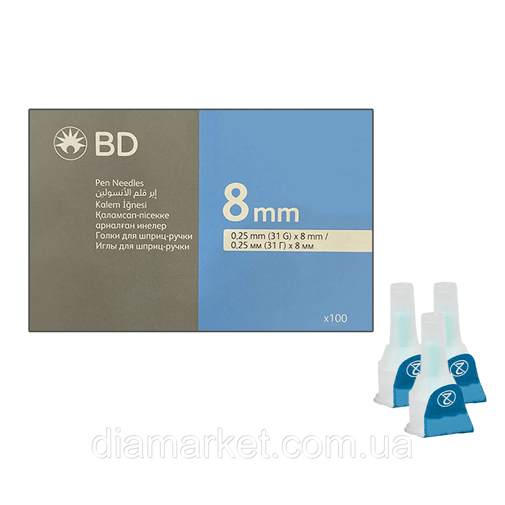 Голки для інсулінових шприців BD Micro-Fine Thin 8 мм (31G x 0,25 мм)/300 штук, фото 1