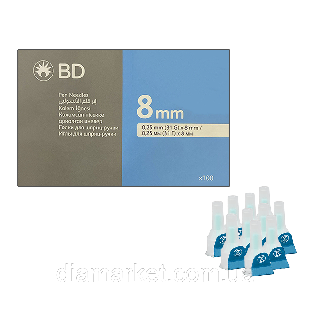 Голки для інсулінових шприців BD Micro-Fine Thin 8 мм (31G x 0,25 мм)/1000 штук