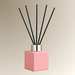 Флакон квадратний для аромадифузора 50 мл РОЗОВИЙ у комплекті чорні палички 6 шт.