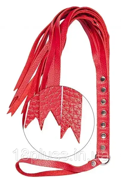 Багатохвостий флогер S&M Fancy Leather Floger Red — натуральна шкіра, 12 хвостів пристрасті
