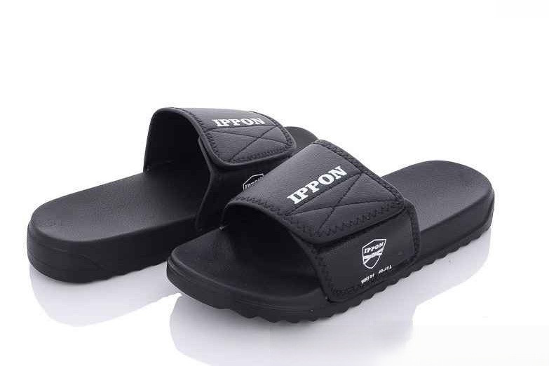 Шльопанці чоловічі з регулюванням під об'єм ноги чорні