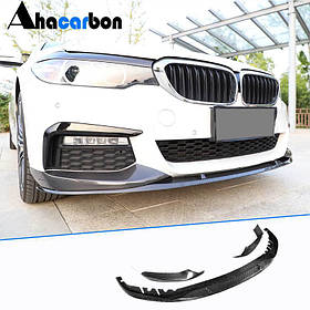 Накладка на передній бампер Карбон V6 (2017-2020 M-Sport) для бмв 5 серія G30/31 рр